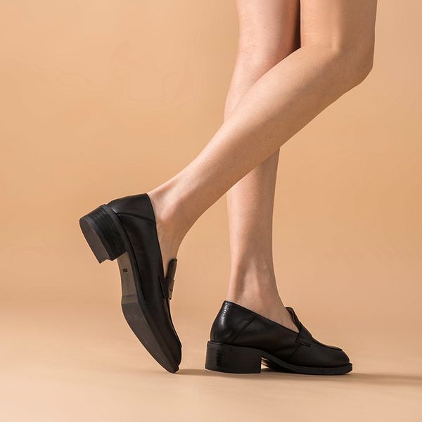 dress shoes pumps women calf genuine leather square toe slip-on ladies shoes mid heel penny loafers plus size a21608, Black
dress shoes pumps women calf genuine leather square toe slip-on ladies shoes mid heel penny loafers plus size a21608, Black