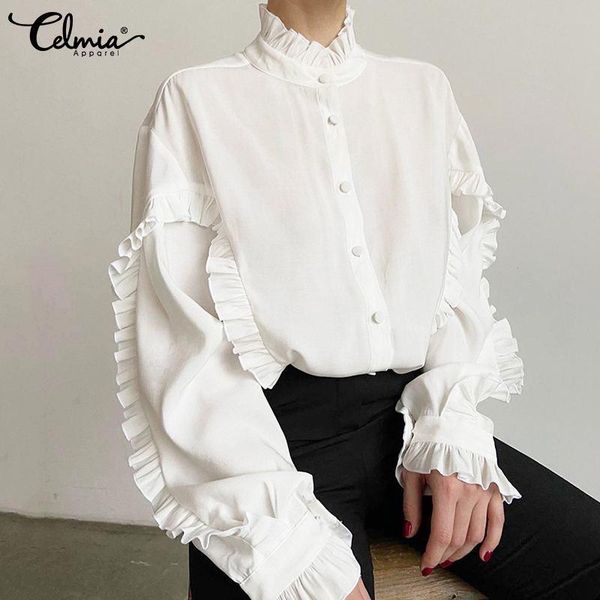 women's blouses & shirts women celmia elegant ruffled sleeve office shirt fashion ruffles stitching stand collar casual loose tunic, White
women's blouses & shirts women celmia elegant ruffled sleeve office shirt fashion ruffles stitching stand collar casual loose tunic, White