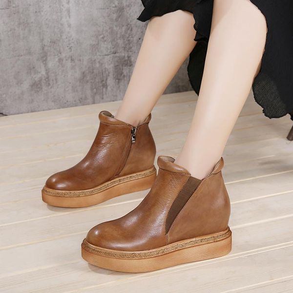 boots height increasing vintage shoes woman natural leather female paltform ankle booties comfortable ladies, Black
boots height increasing vintage shoes woman natural leather female paltform ankle booties comfortable ladies, Black