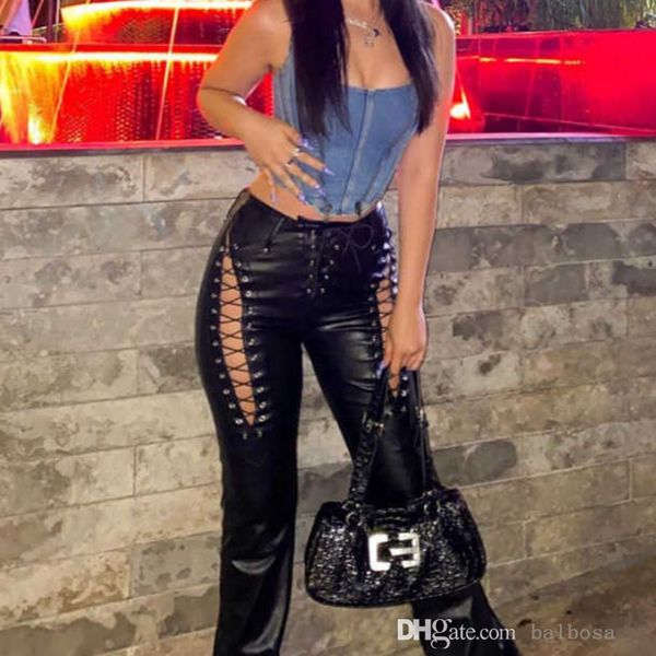 2023 fashion pu leather pants for women trend new high waist hollowed out slim strap straight tube legging trousers, Black;white
2023 fashion pu leather pants for women trend new high waist hollowed out slim strap straight tube legging trousers, Black;white