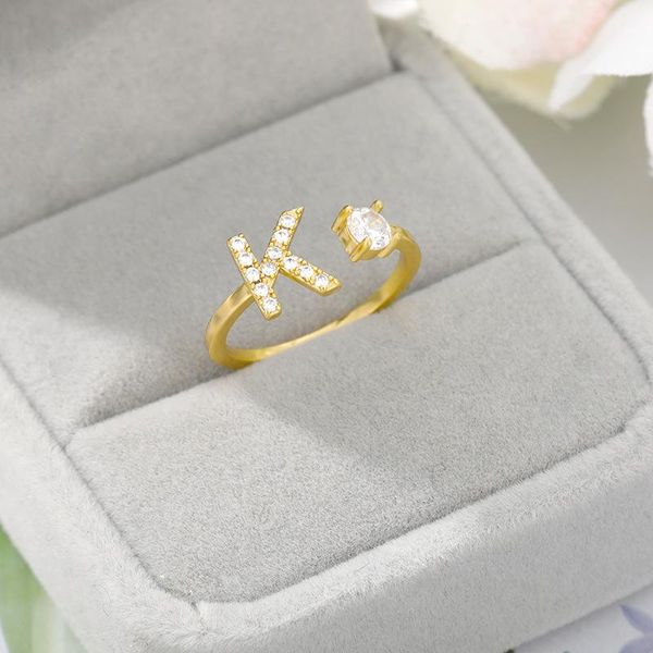 cluster rings a-z letter initial name alphabet ring adjustable opening gold color stainless steel iced out cz female party jewelry gift, Golden;silver
cluster rings a-z letter initial name alphabet ring adjustable opening gold color stainless steel iced out cz female party jewelry gift, Golden;silver