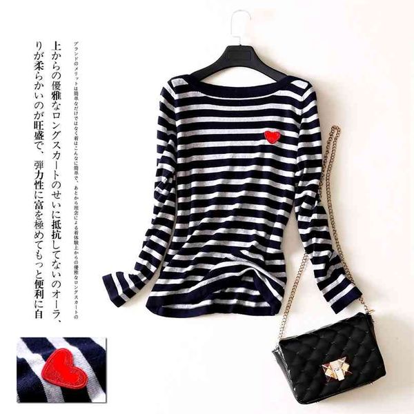 cashmere women stripes sweater spring and autumn long-sleeved slim embroidery peach heart sweater 210908, White;black
cashmere women stripes sweater spring and autumn long-sleeved slim embroidery peach heart sweater 210908, White;black