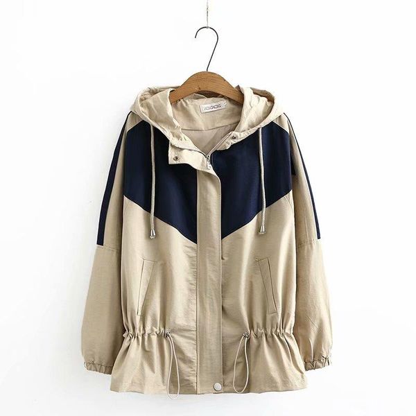 plus size women's product loose fat mm korean simple hooded drawstring stitching jacket jackets, Black;brown
plus size women's product loose fat mm korean simple hooded drawstring stitching jacket jackets, Black;brown