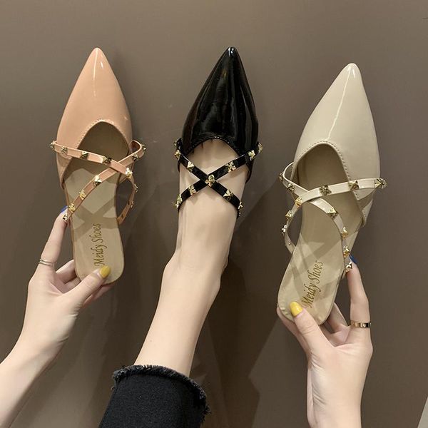 summer solid rivet low heels women slides pointed toe office dress slippers hoof woman pumps shoes fashion, Black
summer solid rivet low heels women slides pointed toe office dress slippers hoof woman pumps shoes fashion, Black