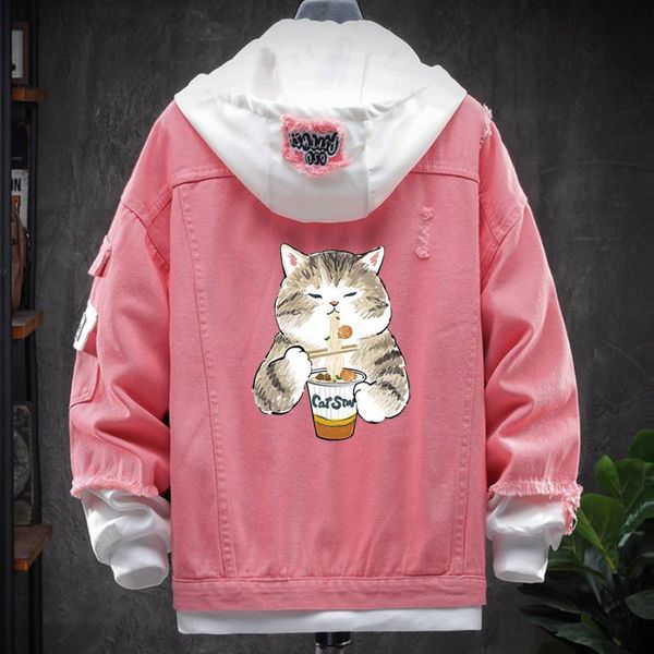 men's jackets cat eating instant noodles print oversized cotton denim jacket men streetwear autumn winter black blue jean fleece thick, Black;brown
men's jackets cat eating instant noodles print oversized cotton denim jacket men streetwear autumn winter black blue jean fleece thick, Black;brown