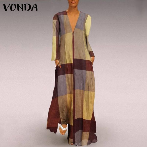 s-5xl women long sleeve sundress vintage patchwork dress deep v neck plaid dresses casual holiday robe femme plus size, Black;gray
s-5xl women long sleeve sundress vintage patchwork dress deep v neck plaid dresses casual holiday robe femme plus size, Black;gray
