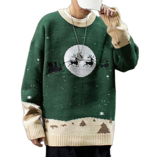 men's sweaters santa sweater autumn winter 2021 loose round neck american color matching couple's, White;black
men's sweaters santa sweater autumn winter 2021 loose round neck american color matching couple's, White;black