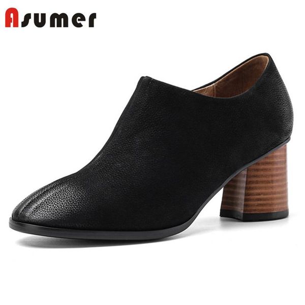 dress shoes asumer 2021 est women pumps genuine leather vintage round toe single zipper simple ladies office, Black
dress shoes asumer 2021 est women pumps genuine leather vintage round toe single zipper simple ladies office, Black