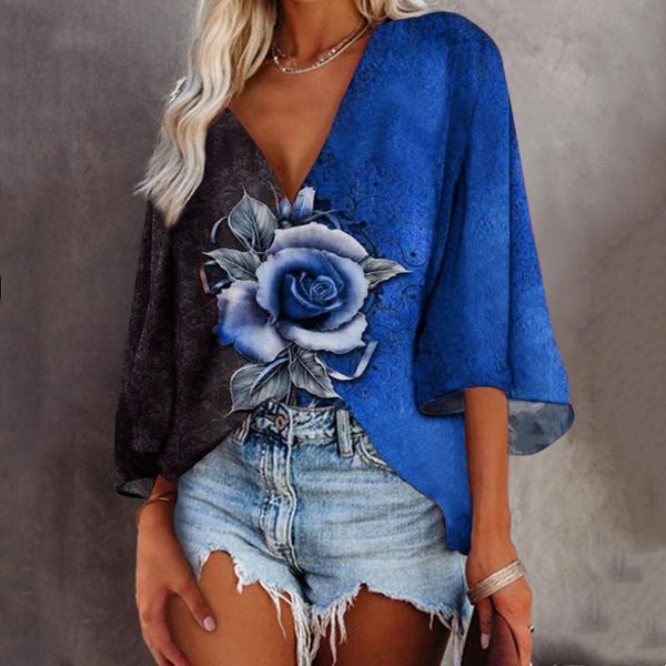 women's blouses & shirts rose flower print blouse shirt 2021 autumn women flare 3/4 sleeve loose pullover casual fashion femme v neck, White
women's blouses & shirts rose flower print blouse shirt 2021 autumn women flare 3/4 sleeve loose pullover casual fashion femme v neck, White