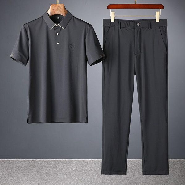 men's tracksuits summer light luxury pressure rubber lapel two-piece set silky ultra-thin elastic leisure sports, Gray
men's tracksuits summer light luxury pressure rubber lapel two-piece set silky ultra-thin elastic leisure sports, Gray