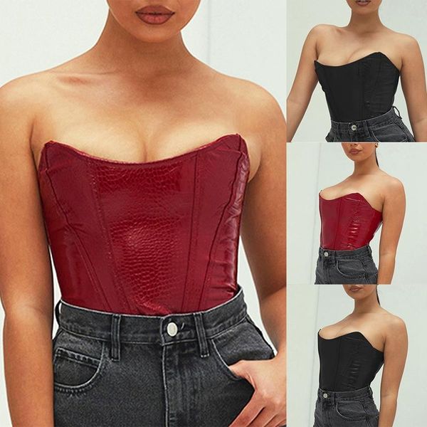 summer women strapless pu leather tube off shoulder elastic bra crop women's tanks & camis, White
summer women strapless pu leather tube off shoulder elastic bra crop women's tanks & camis, White
