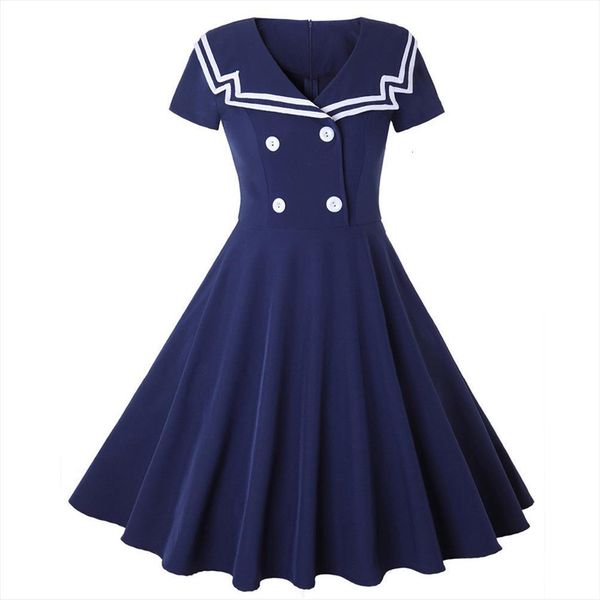 preppy style retro vintage womens dresses 50s 60s swing summer sailor collar elegant school pin up rockabilly vestidos, Black;gray
preppy style retro vintage womens dresses 50s 60s swing summer sailor collar elegant school pin up rockabilly vestidos, Black;gray