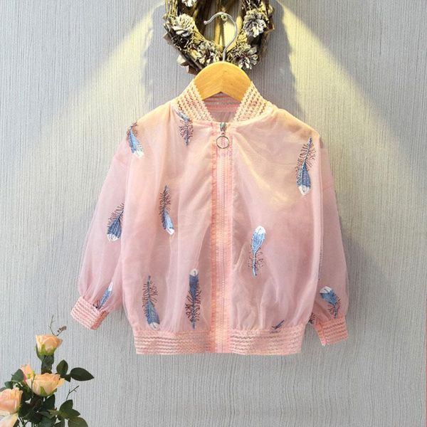 jackets 1-12y summer children's sun protection clothing outwear jacket girls feather embroidery long sleeved air conditioning cardigan, Blue;gray
jackets 1-12y summer children's sun protection clothing outwear jacket girls feather embroidery long sleeved air conditioning cardigan, Blue;gray