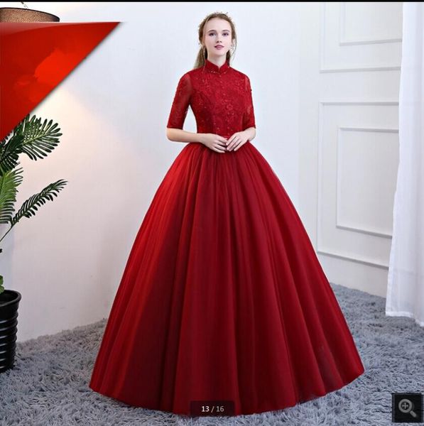 robe de soiree 2021 wine lace ball gown prom dress beaded sequins high neckline with half sleeve princess party dresses hollow back corset q, Black
robe de soiree 2021 wine lace ball gown prom dress beaded sequins high neckline with half sleeve princess party dresses hollow back corset q, Black