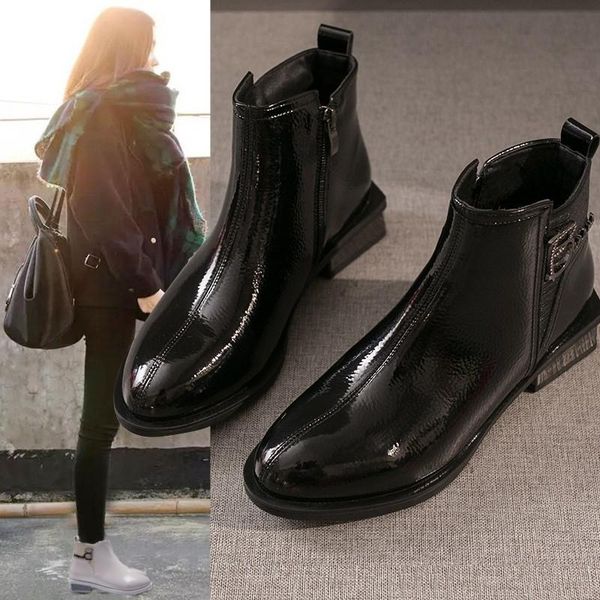 boots yeddamavis warm winter women shoes wild patent leather short snow side zipper ankle, Black
boots yeddamavis warm winter women shoes wild patent leather short snow side zipper ankle, Black