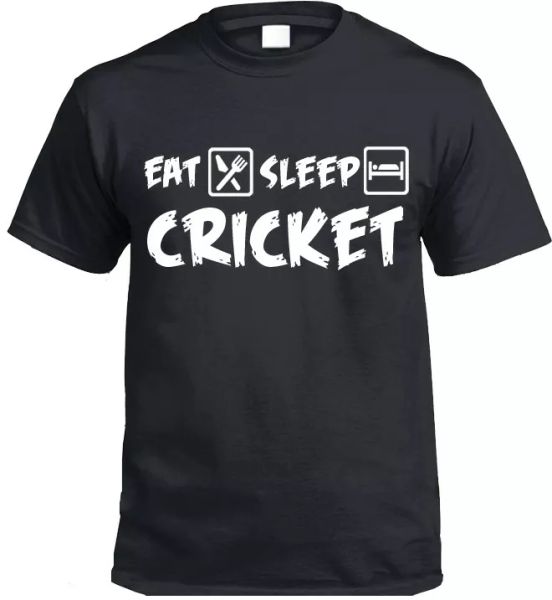 Eat sleep cricket t-shirt Funny gift, White;black