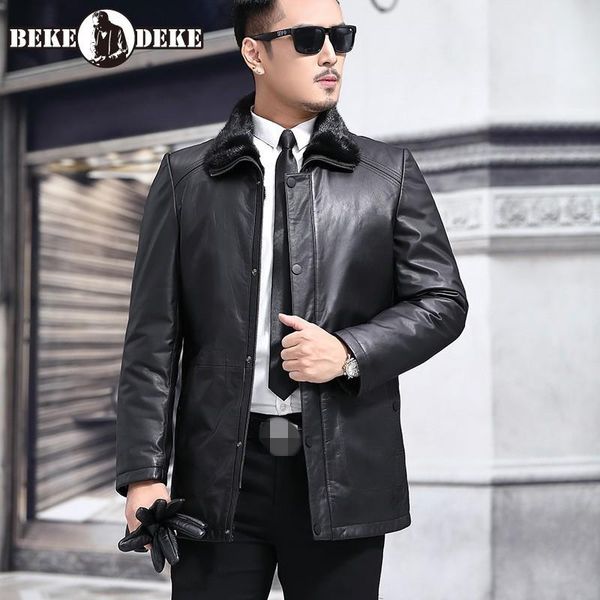 men's leather & faux winter men real cowhide jacket brand 100% warm business coat collar formal outerwear plus size, Black
men's leather & faux winter men real cowhide jacket brand 100% warm business coat collar formal outerwear plus size, Black