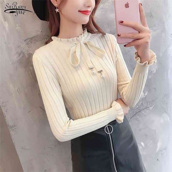 solid sweater women spring autumn long sleeve knit slim bow korean bottoming pullover ruffled office lady clothing 210510, White;black
solid sweater women spring autumn long sleeve knit slim bow korean bottoming pullover ruffled office lady clothing 210510, White;black