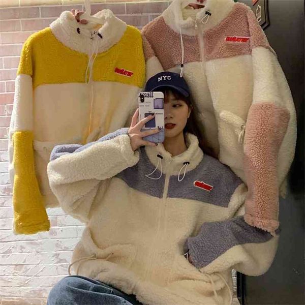 women hoodies thick fleece hoodies zip-up patchwork cute autumn winter girls loose coat 210729, Black
women hoodies thick fleece hoodies zip-up patchwork cute autumn winter girls loose coat 210729, Black