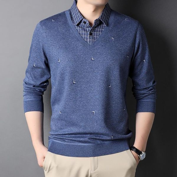 men's sweaters grade fake two fashion designer brand collared knit pullover sweater slim fit autum casual collaree jumper men clothing, White;black
men's sweaters grade fake two fashion designer brand collared knit pullover sweater slim fit autum casual collaree jumper men clothing, White;black