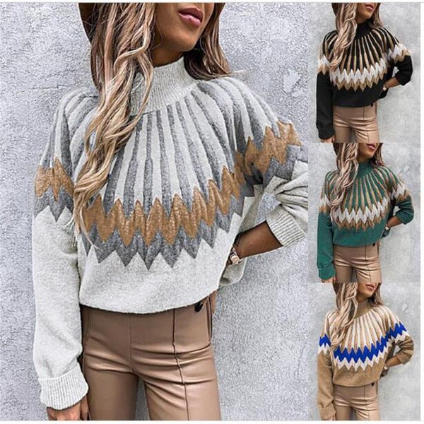 women's sweaters autumn 2021 fashion korean version elegant temperament pullovers women high collar print long sleeve casual loose knit, White;black
women's sweaters autumn 2021 fashion korean version elegant temperament pullovers women high collar print long sleeve casual loose knit, White;black