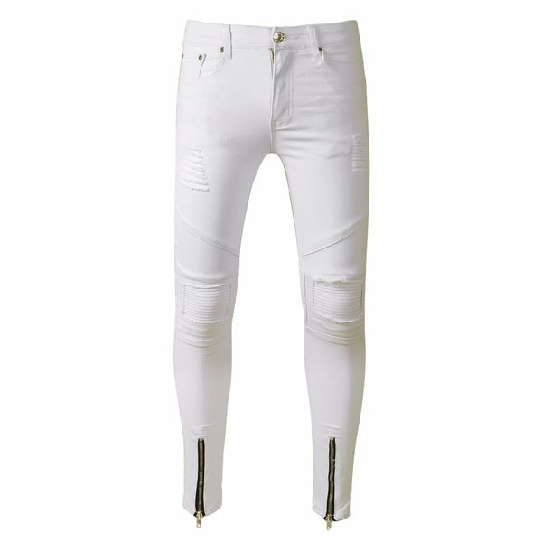 men's jeans fashion casual leg zipper men's jeans white color ripped hole biker locomotive fold hip hop g215, Blue
men's jeans fashion casual leg zipper men's jeans white color ripped hole biker locomotive fold hip hop g215, Blue