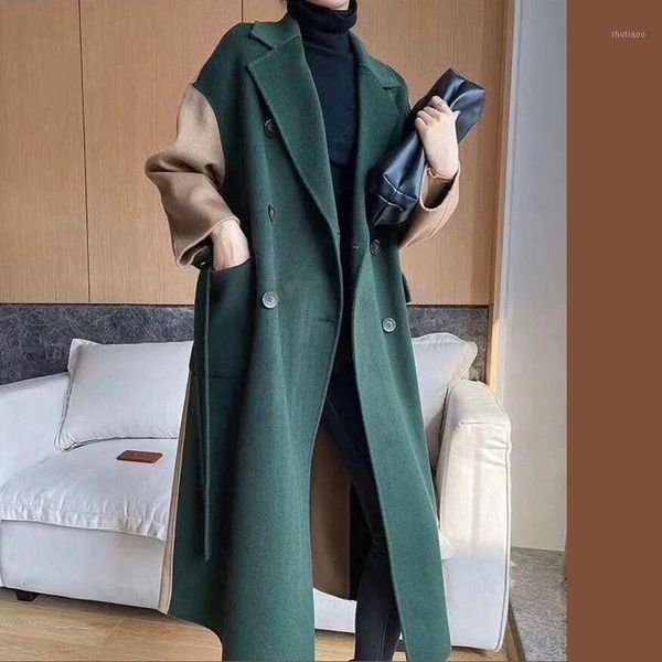 women's wool & blends 2021 women autumn and winter coat double-sided long double-breasted pocket loose, Black
women's wool & blends 2021 women autumn and winter coat double-sided long double-breasted pocket loose, Black