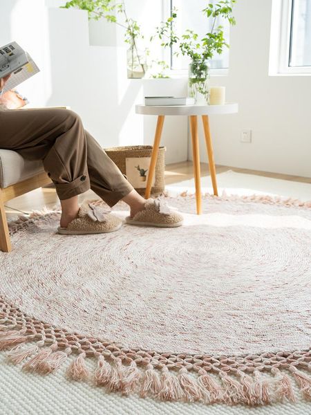carpets nordic wool round carpet and rug for living room hand-woved thicken concise bedroom tassel hanging chair study cushion
carpets nordic wool round carpet and rug for living room hand-woved thicken concise bedroom tassel hanging chair study cushion