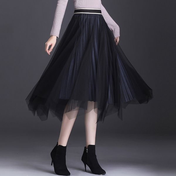blazers women tulle double sided skirts fashion elastic high waist 3 layered mesh tutu pleated irregular long midi skirt jupe, Black
blazers women tulle double sided skirts fashion elastic high waist 3 layered mesh tutu pleated irregular long midi skirt jupe, Black