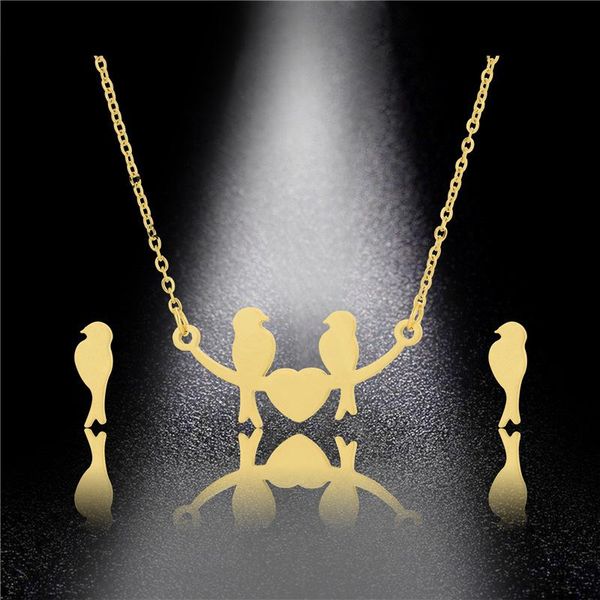 earrings & necklace creative bird women heart jewelry set stainless steel small branch animal chain collier femme, Silver
earrings & necklace creative bird women heart jewelry set stainless steel small branch animal chain collier femme, Silver