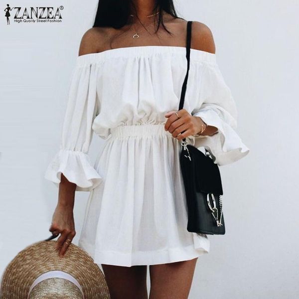 casual dresses zanzea vintage vocation tunic mini vestidos summer solid off shoulder sundress women 3/4 sleeve party dress female ruffle kaf, Black;gray
casual dresses zanzea vintage vocation tunic mini vestidos summer solid off shoulder sundress women 3/4 sleeve party dress female ruffle kaf, Black;gray