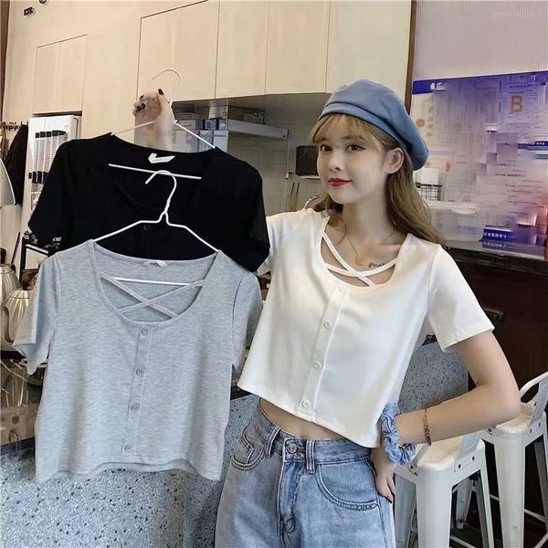 women's t-shirt design sense minority short sleeve summer loose korean ins fashion harajuku chic hong kong style high waist top, White
women's t-shirt design sense minority short sleeve summer loose korean ins fashion harajuku chic hong kong style high waist top, White