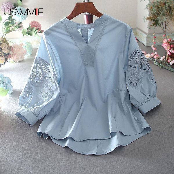 women's blouses & shirts women shirt summer temperament hollowed out single-piece set v-neck irregular hem lantern sleeve casual, White
women's blouses & shirts women shirt summer temperament hollowed out single-piece set v-neck irregular hem lantern sleeve casual, White
