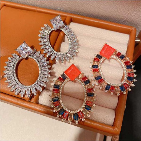 hoop & huggie women colorful zircon large earrings female series trendy circle, Golden;silver
hoop & huggie women colorful zircon large earrings female series trendy circle, Golden;silver