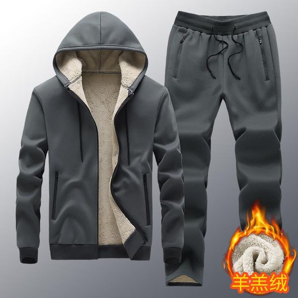 men's tracksuits mens warm lamb cashmere tracksuit men winter hoodies +pants fleece thick hooded male casual sweatshirt, Gray
men's tracksuits mens warm lamb cashmere tracksuit men winter hoodies +pants fleece thick hooded male casual sweatshirt, Gray