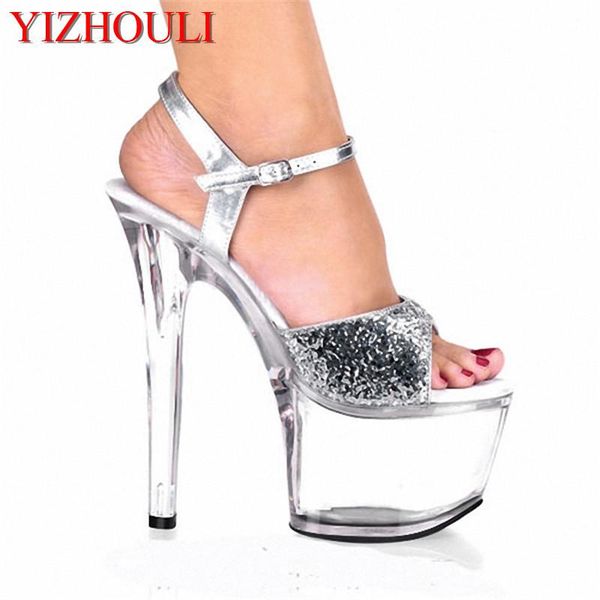 fashion 7 inch high-heeled shoes wedding silver glitter crystal 17cm ultra high heel bridal bridesmaid sandals, Black
fashion 7 inch high-heeled shoes wedding silver glitter crystal 17cm ultra high heel bridal bridesmaid sandals, Black