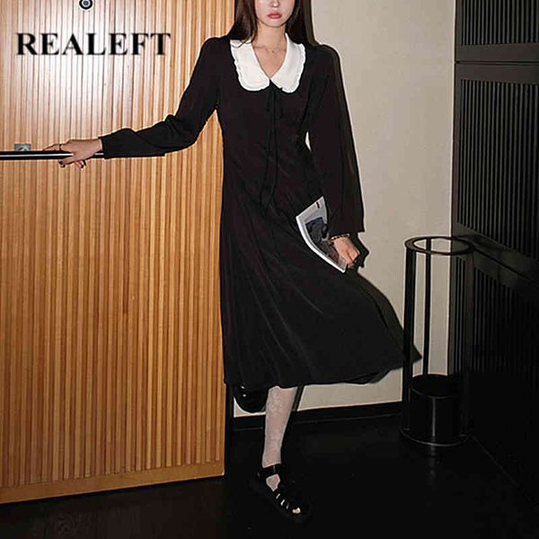 spring summer retro black a-line dress female vintage high waist doll collar long sleeve laides party 210428, Black;gray
spring summer retro black a-line dress female vintage high waist doll collar long sleeve laides party 210428, Black;gray
