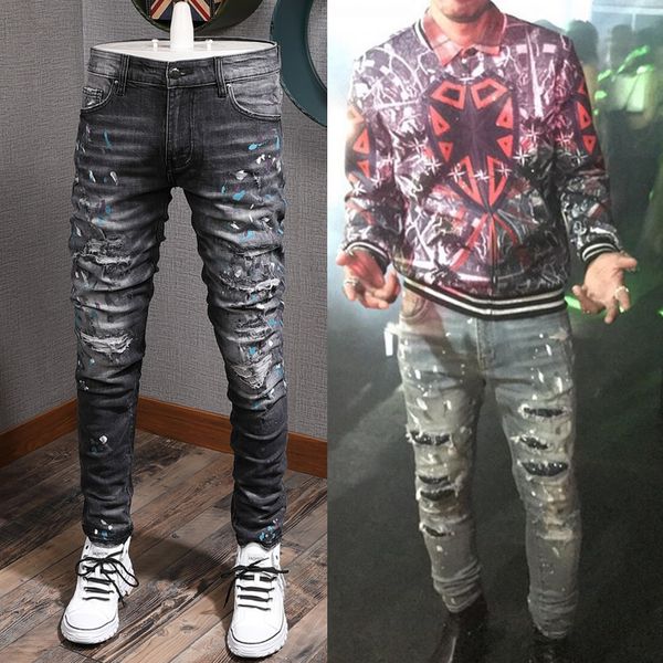 men distressed denim moto jeans in black skinny-fit slim legs fade vintage jean pants men's kg-45, Blue
men distressed denim moto jeans in black skinny-fit slim legs fade vintage jean pants men's kg-45, Blue