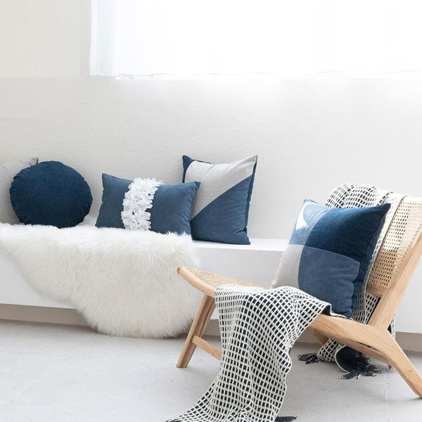 cushion/decorative pillow ins blue patchwork thicked throw cushion cover sofa chair lumbar pillowcase tassels decor white flower pillowcases
cushion/decorative pillow ins blue patchwork thicked throw cushion cover sofa chair lumbar pillowcase tassels decor white flower pillowcases