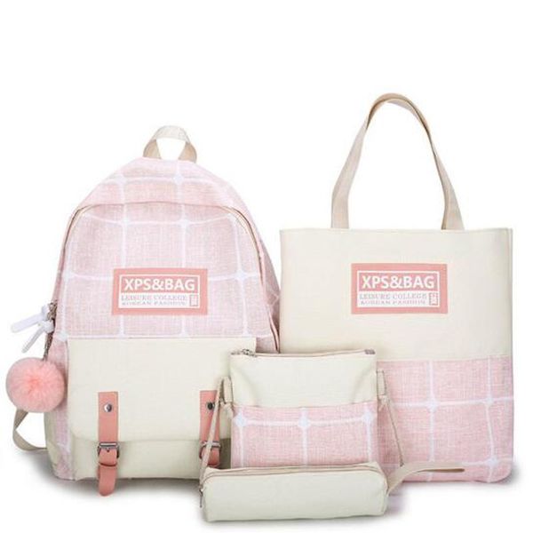4pcs/set schoolbag for teenager girls british style school backpack lattice shoulder bag pencil case mochila rucksack bags
4pcs/set schoolbag for teenager girls british style school backpack lattice shoulder bag pencil case mochila rucksack bags
