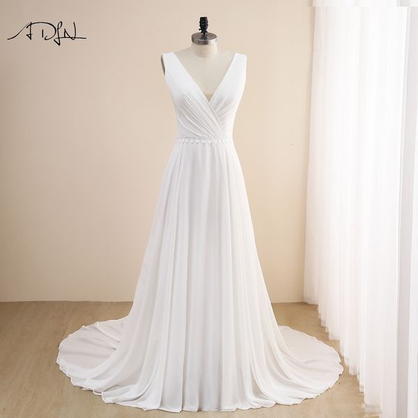 adln elegant double v-neck beach wedding dress beaded boho chiffon bride dress sweep train wedding gown customized, Black;gray
adln elegant double v-neck beach wedding dress beaded boho chiffon bride dress sweep train wedding gown customized, Black;gray