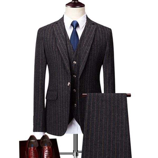 men's suits & blazers men stripe business casual single buckle suit coat trousers wedding groom dress classic male blazer jacket pants, White;black
men's suits & blazers men stripe business casual single buckle suit coat trousers wedding groom dress classic male blazer jacket pants, White;black