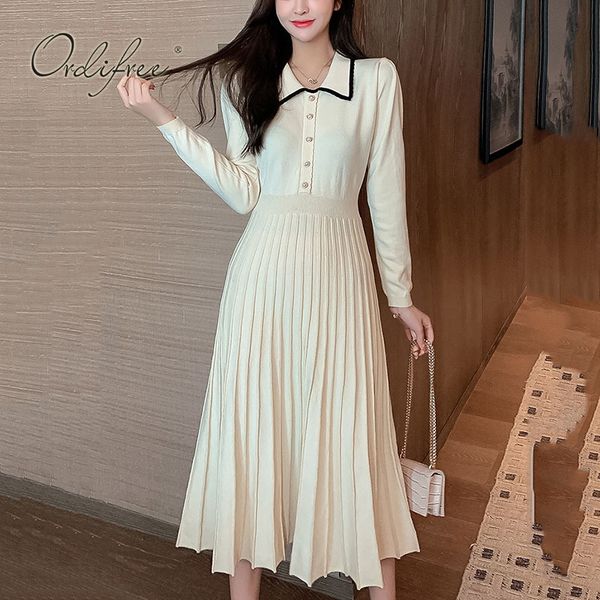 spring autumn elegant women white black knitted pleated long sleeve single breasted vintage party midi dress 210415, Black;gray
spring autumn elegant women white black knitted pleated long sleeve single breasted vintage party midi dress 210415, Black;gray