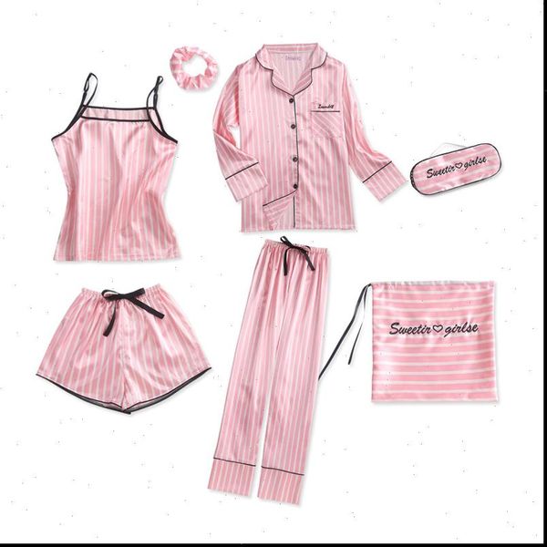 7 pieces pajamas lingerie womens sleepwears pajama set satin silk spring summer autumn soft, Black;red
7 pieces pajamas lingerie womens sleepwears pajama set satin silk spring summer autumn soft, Black;red