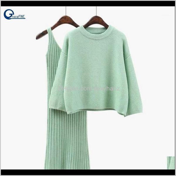 tracksuits womens clothing apparel drop delivery 2021 knitted wool dress two piece set winter casual long sleeve blouses vestido female suit, Gray
tracksuits womens clothing apparel drop delivery 2021 knitted wool dress two piece set winter casual long sleeve blouses vestido female suit, Gray