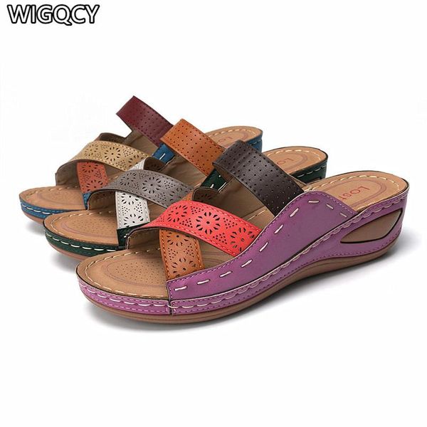 slippers 2021 summer classic women sandals casual comfortable shoes faux leather wedge mixed color retro style size 35-43 d692, Black
slippers 2021 summer classic women sandals casual comfortable shoes faux leather wedge mixed color retro style size 35-43 d692, Black