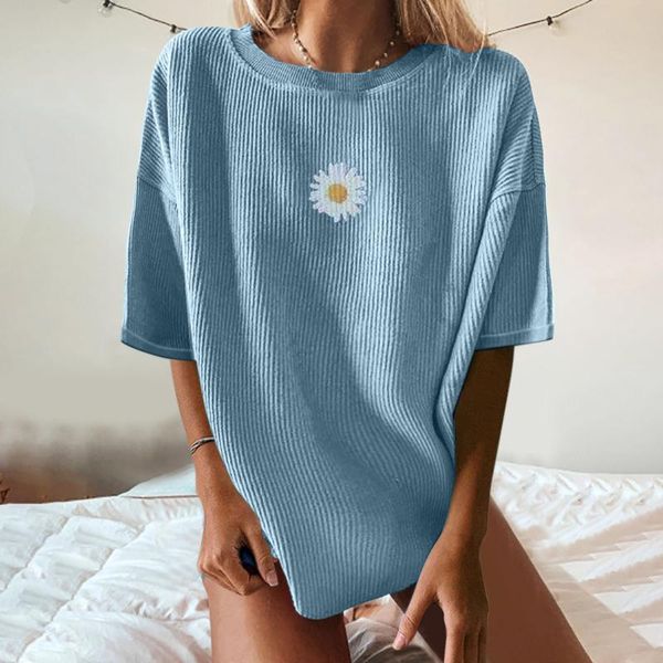 women's t-shirt t shirt applique daisy print short sleeve t-shirts o-neck casual pullover summer clothes for women camisetas de mujer, White
women's t-shirt t shirt applique daisy print short sleeve t-shirts o-neck casual pullover summer clothes for women camisetas de mujer, White