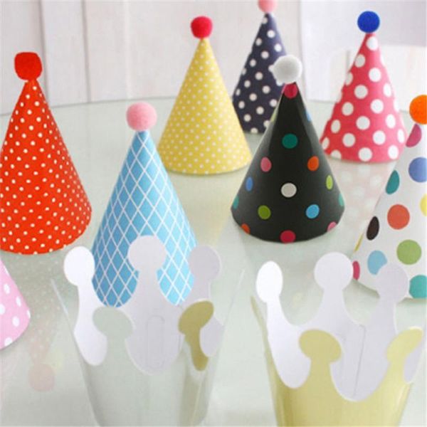 

party hats 11 pieces happy birthday polka dot diy cute handmade cap crown shower baby decoration boy girl gifts supplie