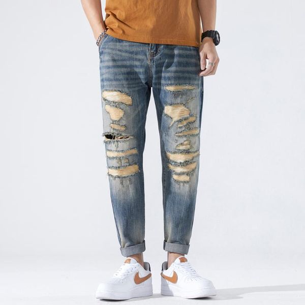 spring and autumn men's jeans nostalgic hole harem pants korean trend loose feet casual, Blue
spring and autumn men's jeans nostalgic hole harem pants korean trend loose feet casual, Blue