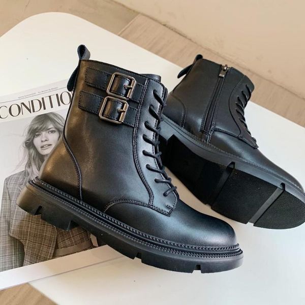 boots metal buckle shoes women warm autumn lady ankle footware real leather british style female botas mujer, Black
boots metal buckle shoes women warm autumn lady ankle footware real leather british style female botas mujer, Black